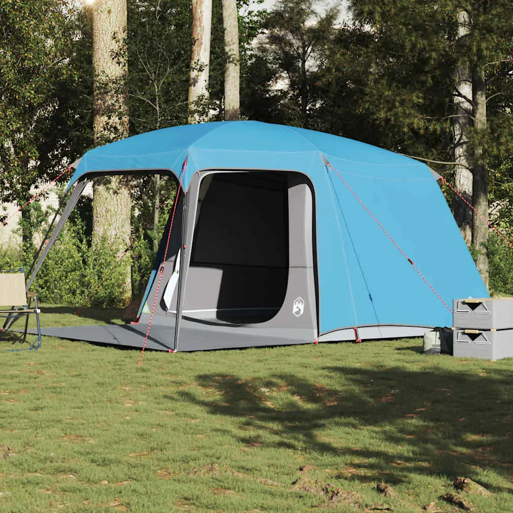 Tenda da Campeggio con Portico Cupola 5Persone Blu Impermeabile