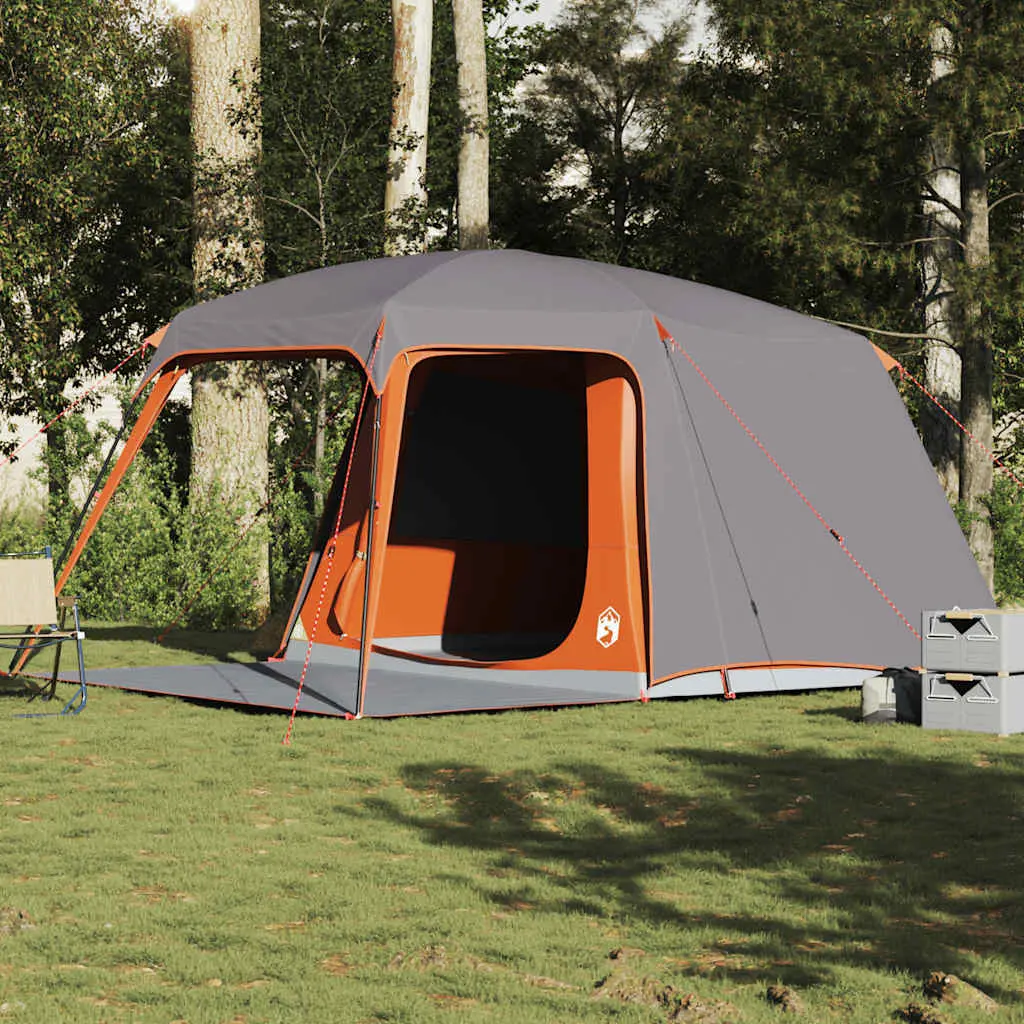 Tenda da Campeggio con Portico 5 Persone Grigio e Arancione