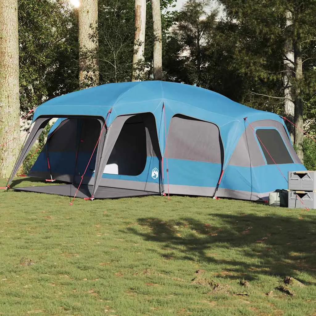 Tenda da Campeggio con Portico Cupola 9Persone Blu Impermeabile