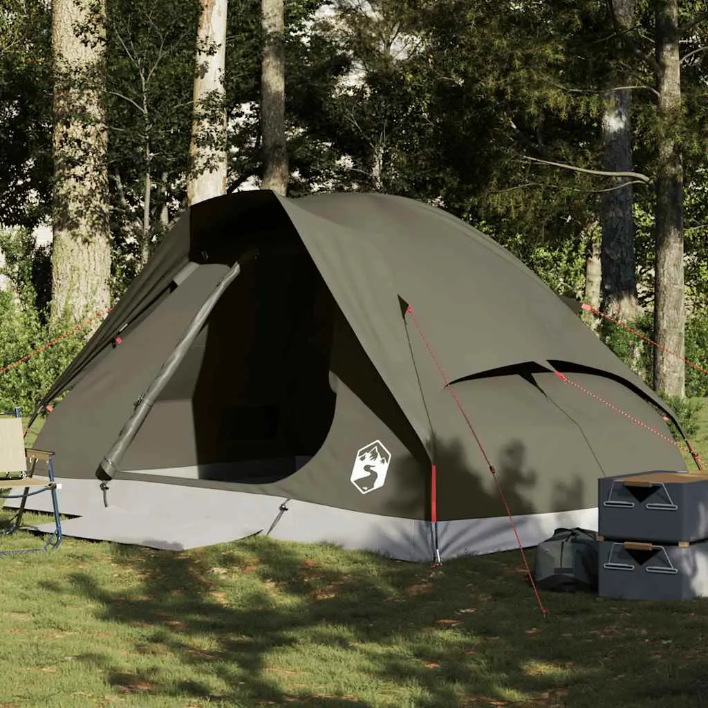 Tenda da Campeggio a Cupola per 4 Persone Marrone Impermeabile