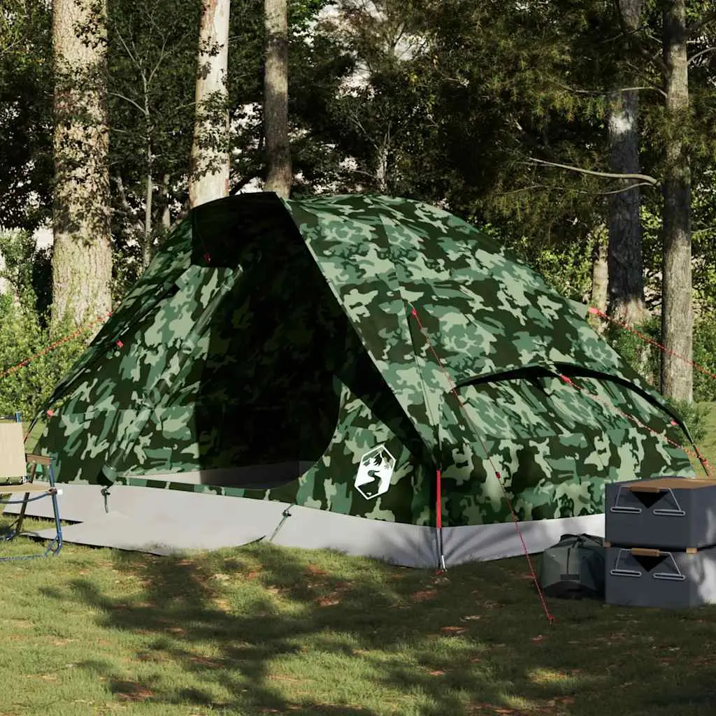 Tenda da Campeggio a Cupola 4 Persone Mimetica Impermeabile