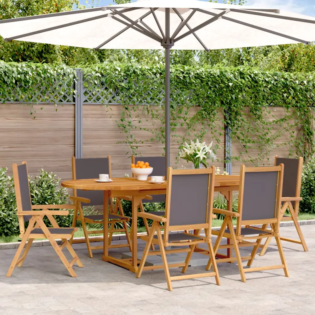 Set Pranzo da Giardino 7 pz Antracite Tessuto e Legno Massello