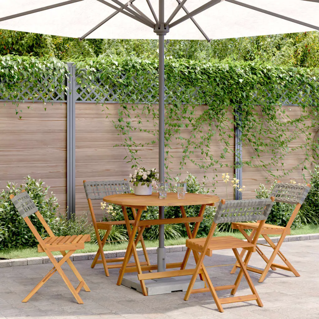 Set Pranzo da Giardino 5pz Grigio Polyrattan e Legno Massello