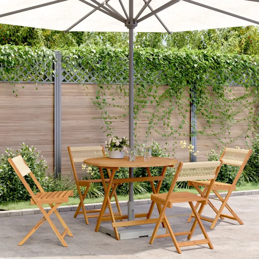 Set Pranzo da Giardino 5 pz Beige Polipropilene/ Legno Massello