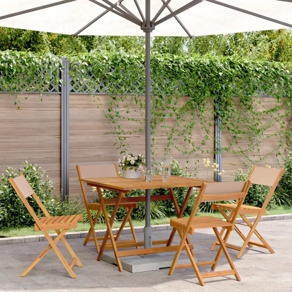 Set da Pranzo da Giardino 5 pz Tortora Tessuto e Legno Massello