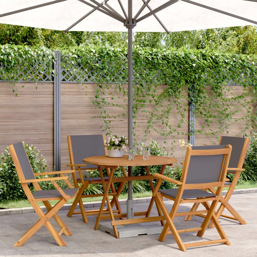 Set Pranzo da Giardino 5pz Antracite Tessuto e Legno Massello