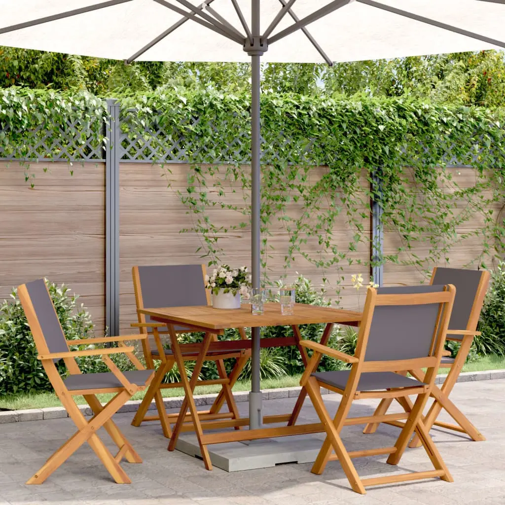 Set Pranzo da Giardino 5pz Antracite Tessuto e Legno Massello