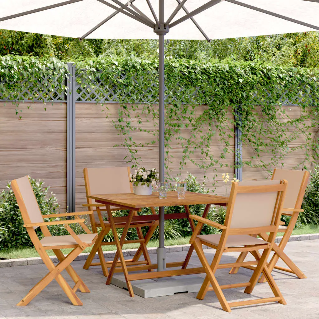 Set da Pranzo da Giardino 5 pz Tortora Tessuto e Legno Massello