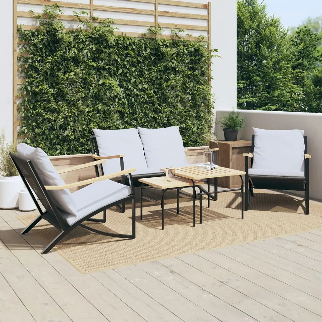 Set Mobili da Balcone 5 pz con Cuscini Nero in Acciaio