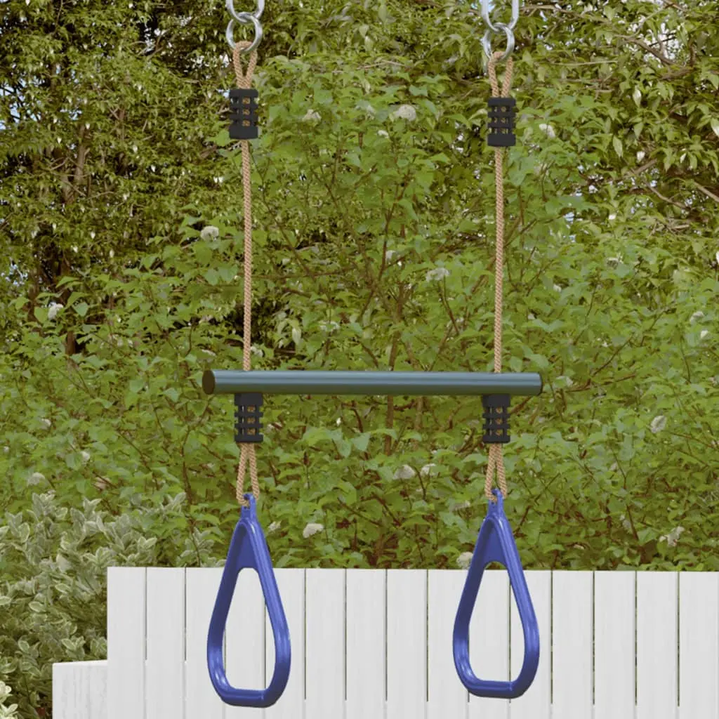 Barra Trapezio con Anelli per Bambini Blu e Verde in Acciaio