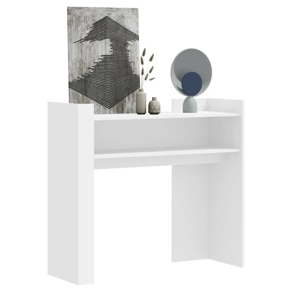 Tavolino Consolle Bianco 100x35x90 cm in Legno Multistrato