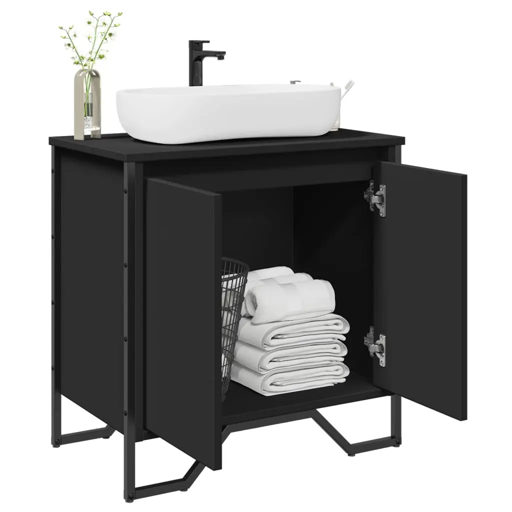 Mobile Lavabo Bagno Nero 60x35x60 cm in Truciolato