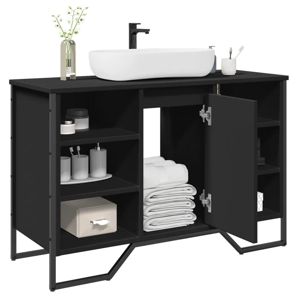 Mobile Lavabo Bagno Nero 91x35x60 cm in Truciolato