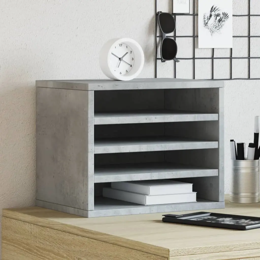 Organizer Scrivania Grigio Cemento 36x26x29,5 Legno Multistrato