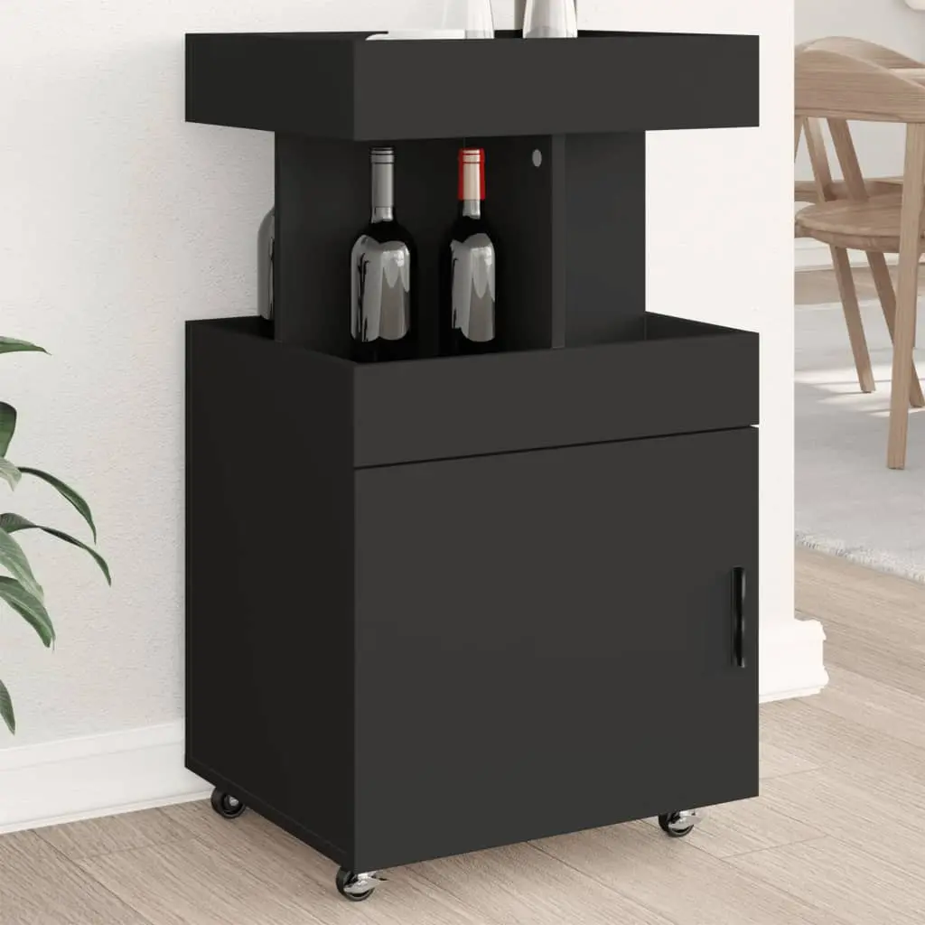 Carrello Bar Nero 50x41x89 cm in Legno Multistrato