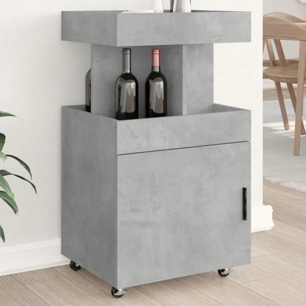 Carrello Bar Grigio Cemento 50x41x89 cm in Legno Multistrato