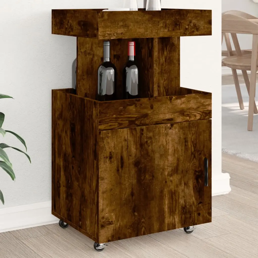 Carrello Bar Rovere Fumo 50x41x89 cm in Legno Multistrato