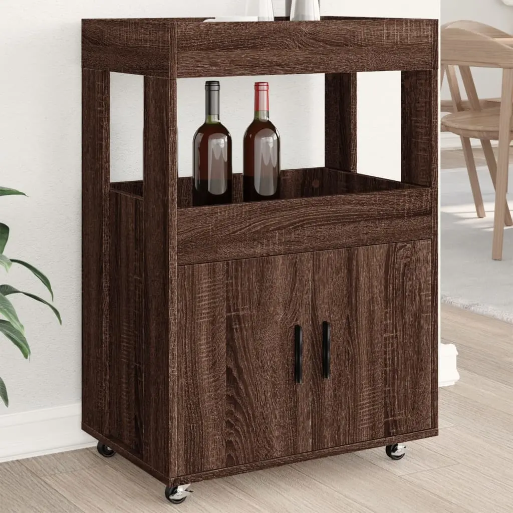 Carrello Bar Rovere Marrone 60x39,5x89 cm in Legno Multistrato