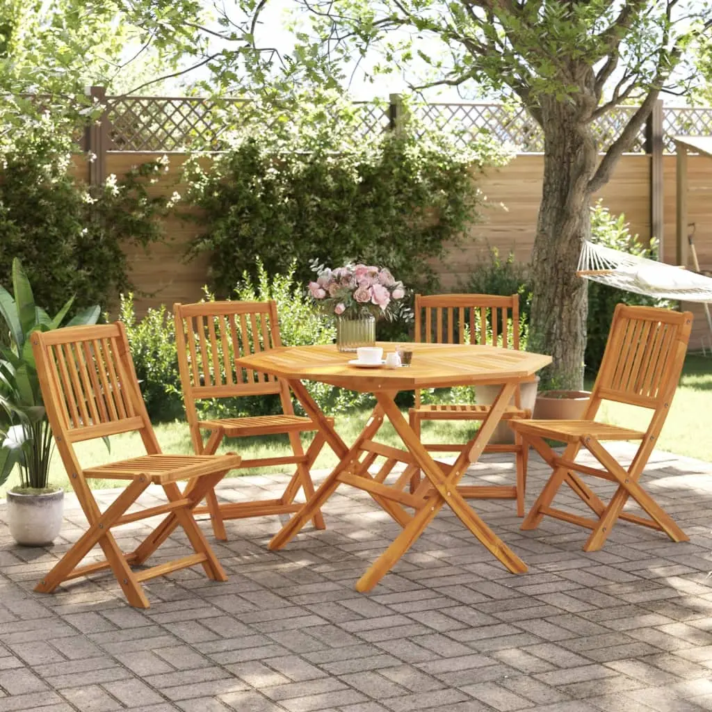 Set Pranzo da Giardino Pieghevole 5pz Legno Massello di Acacia