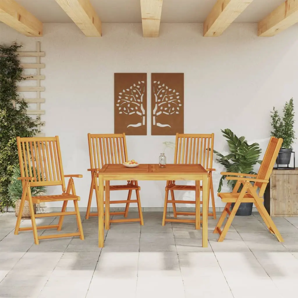 Set da Pranzo per Giardino 5 pz in Legno Massello di Acacia