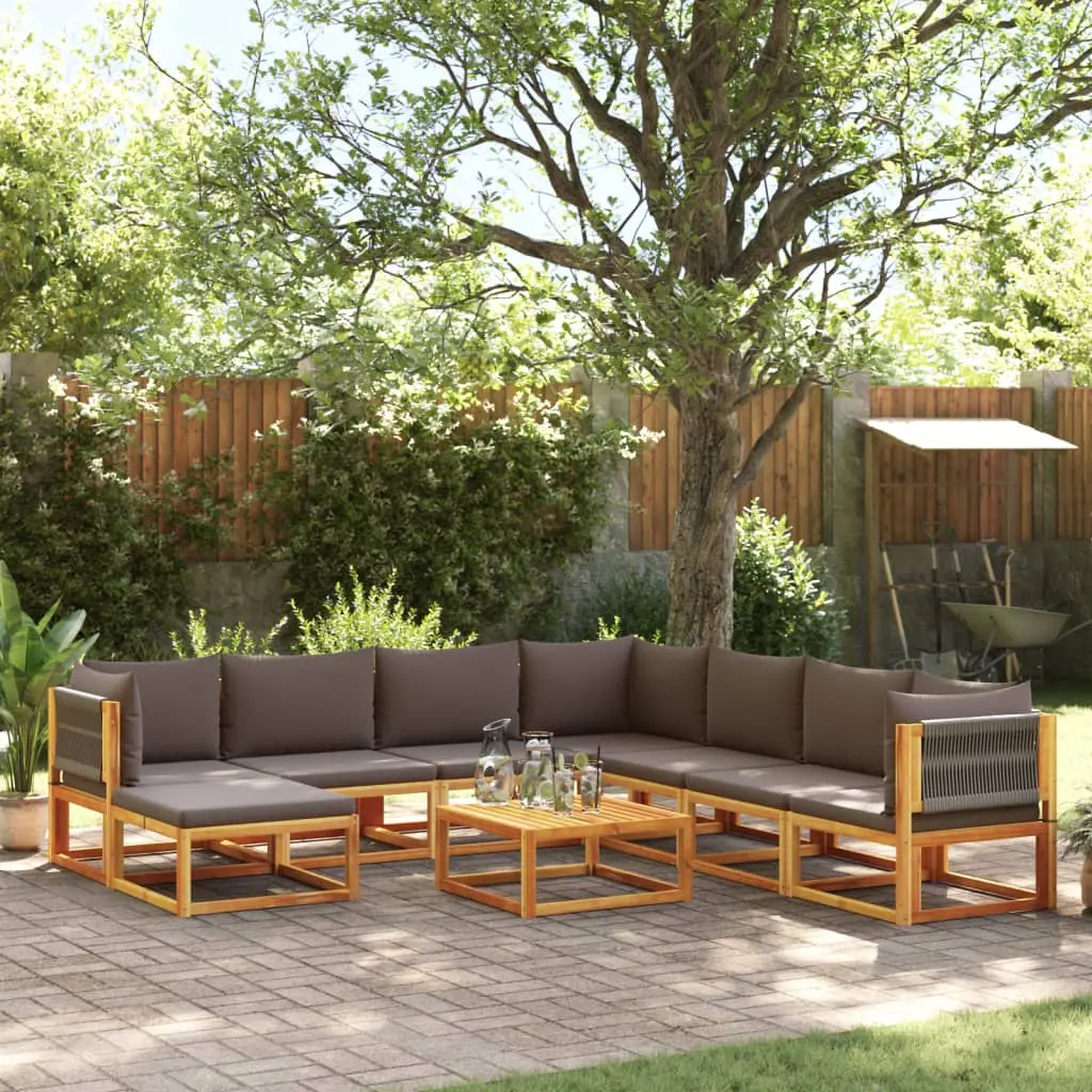 Set Divano Giardino 9 pz con Cuscini Legno Massello di Acacia