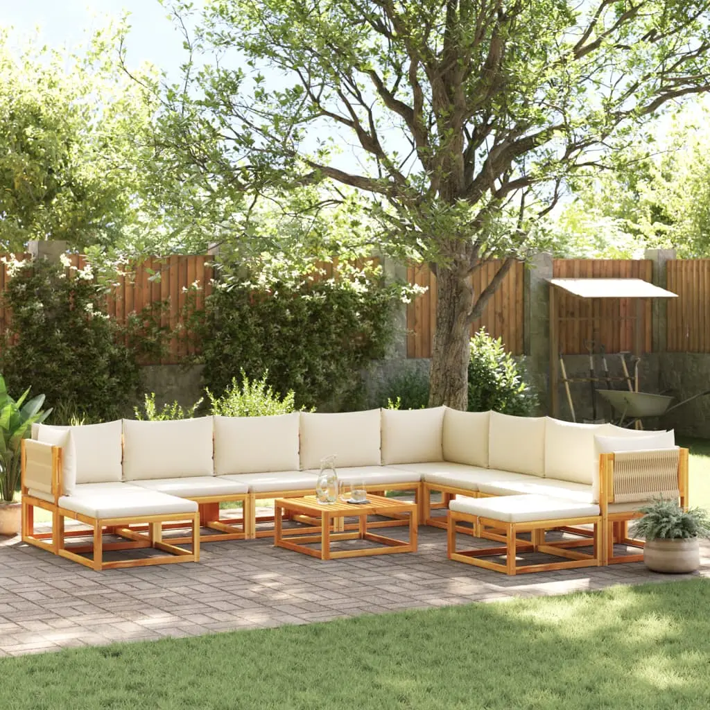 Set Divano da Giardino 11 pz con Cuscini Legno Massello Acacia