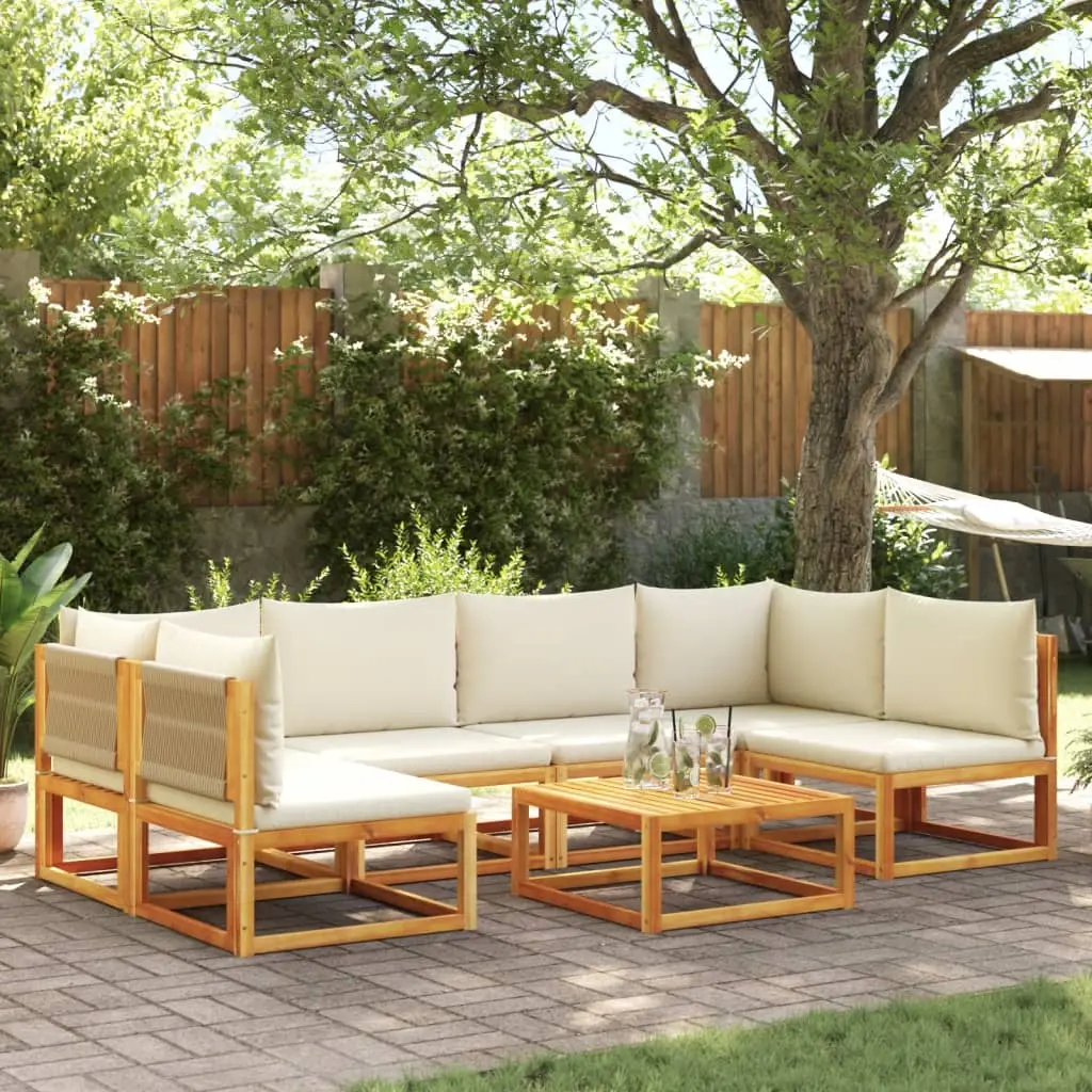 Set Divano da Giardino 7 pz con Cuscini Legno Massello Acacia