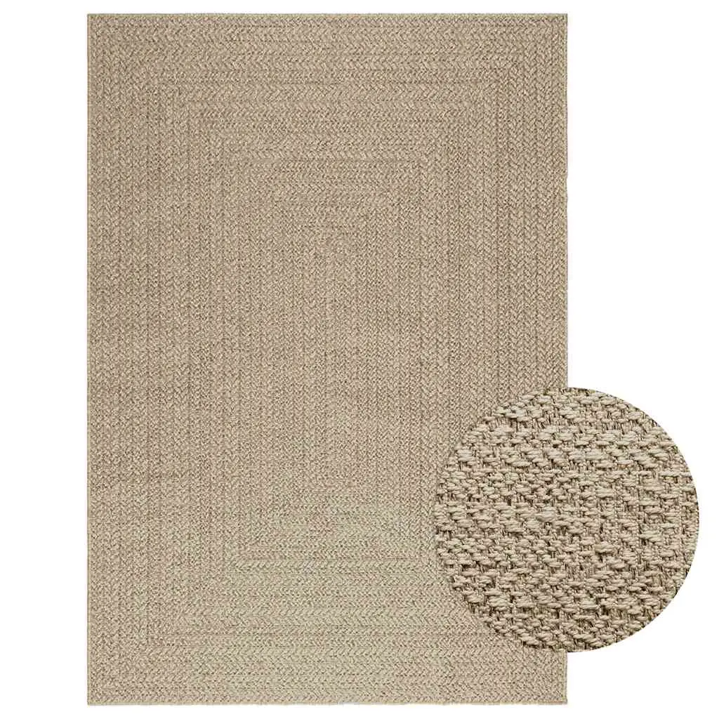 Tappeto ZIZUR Beige 140x200 cm Aspetto Iuta Interni ed Esterni