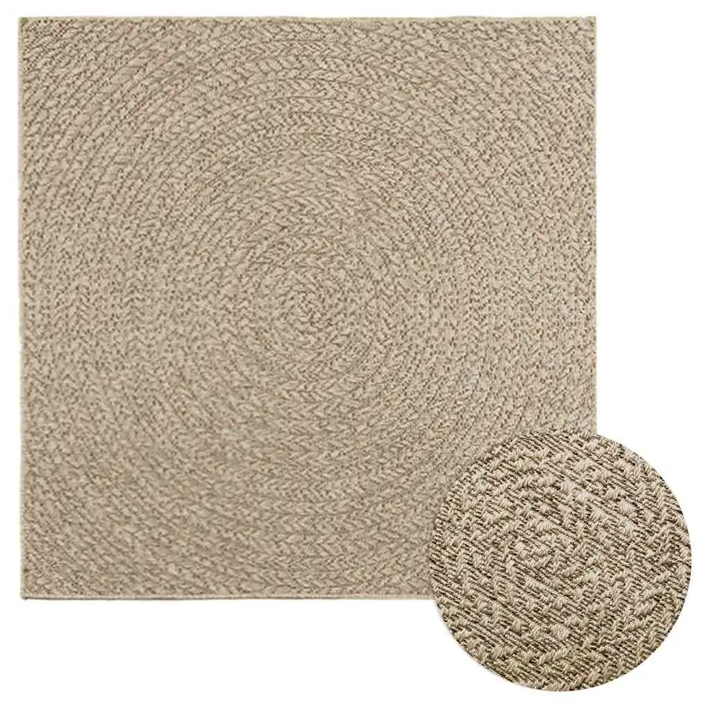 Tappeto ZIZUR Beige 120x120 cm Aspetto Iuta Interni ed Esterni