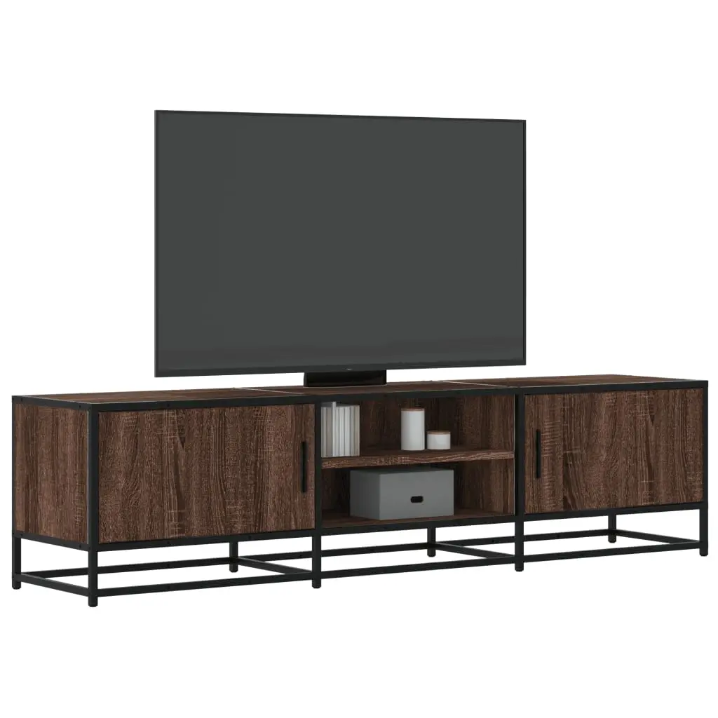 Mobile TV Rovere Marrone 160x35x41 cm Legno Multistrato Metallo