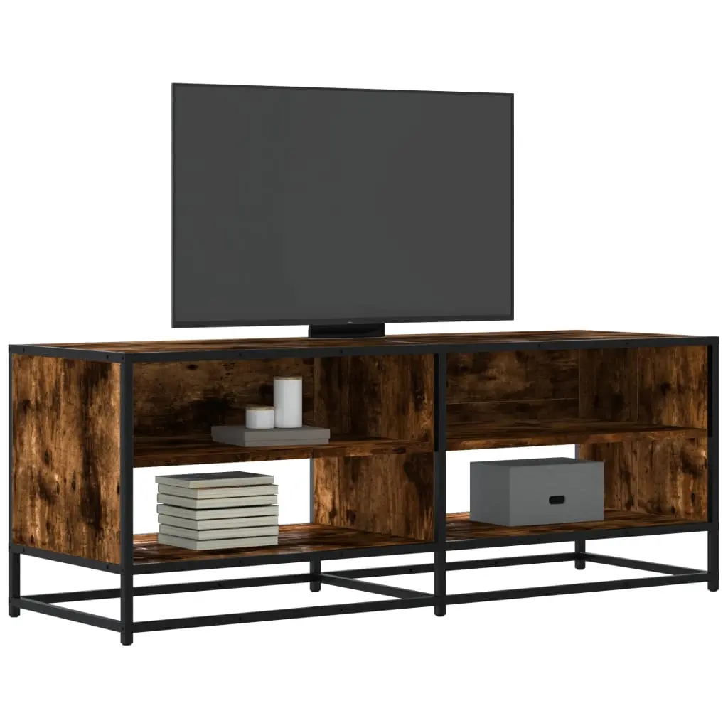 Mobile TV Rovere Fumo 120,5x40x46cm Legno Multistrato e Metallo