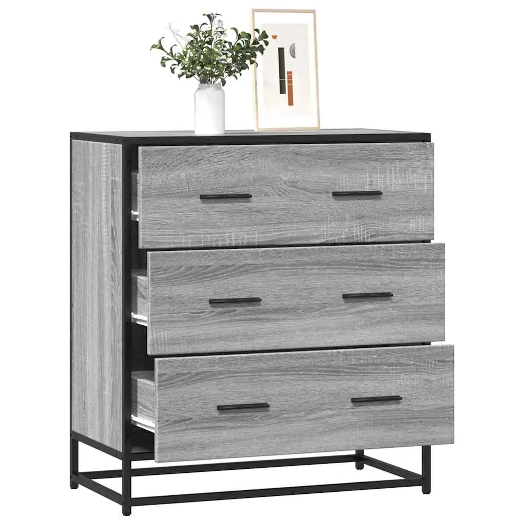 Credenza Grigio Sonoma 68x35x76 cm in Truciolato e Metallo