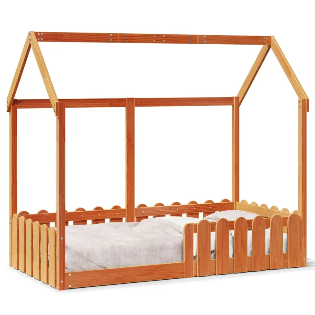 Giroletto Casetta Bambini Marrone Cera 80x160 cm Massello Pino