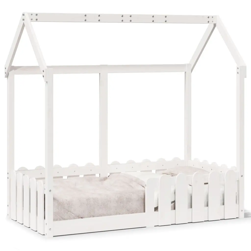 Giroletto Casetta Bambini Bianco 70x140 cm Legno Massello Pino