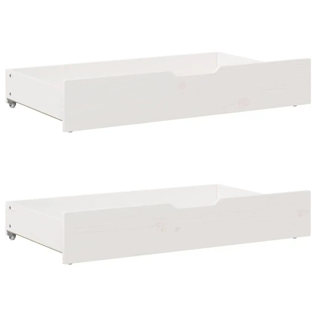 Cassettoni da Letto 2 pz Bianchi 95x55x16cm Legno Massello Pino