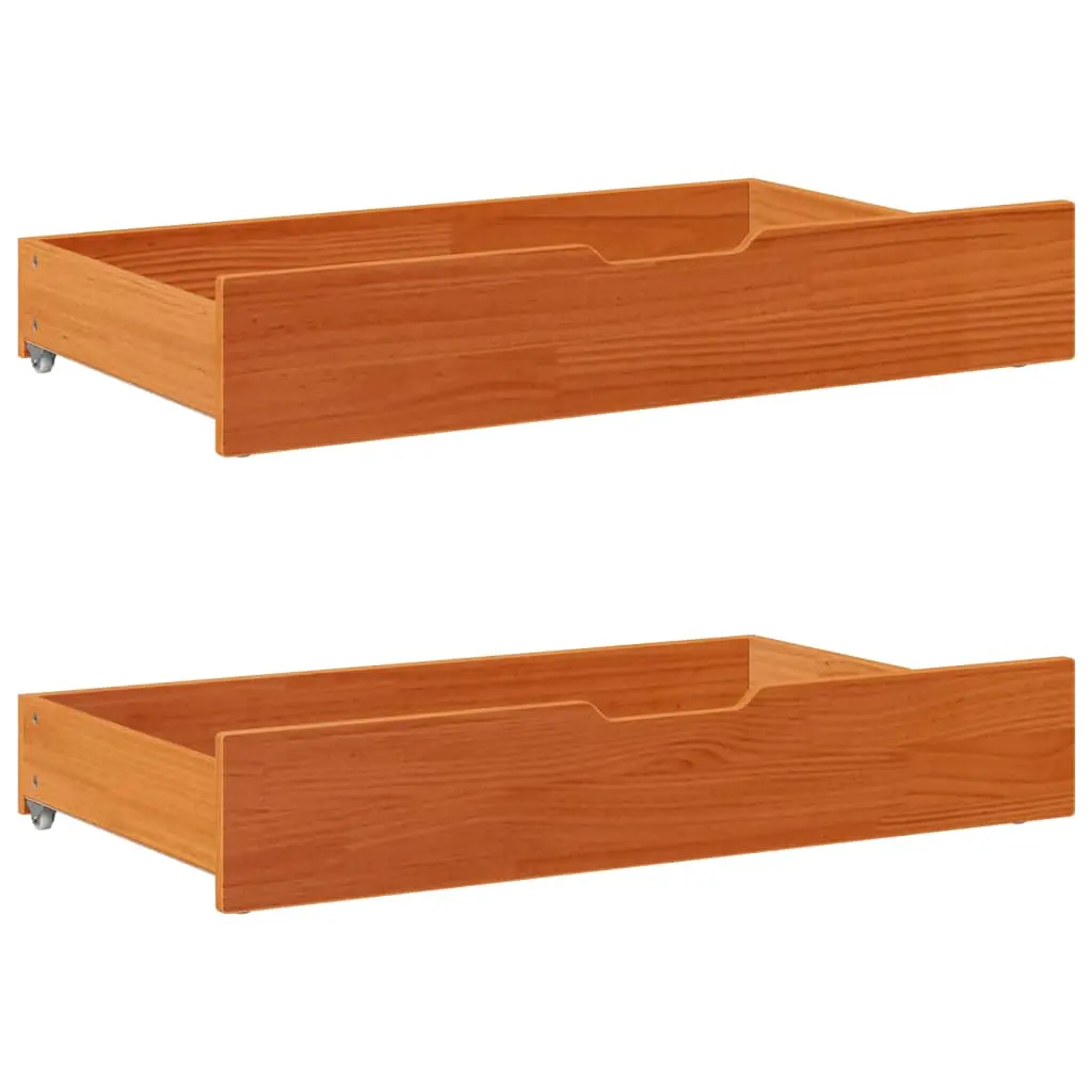 Cassettoni per Letto 2pz Marrone Cera 95x55x16 cm Legno di Pino