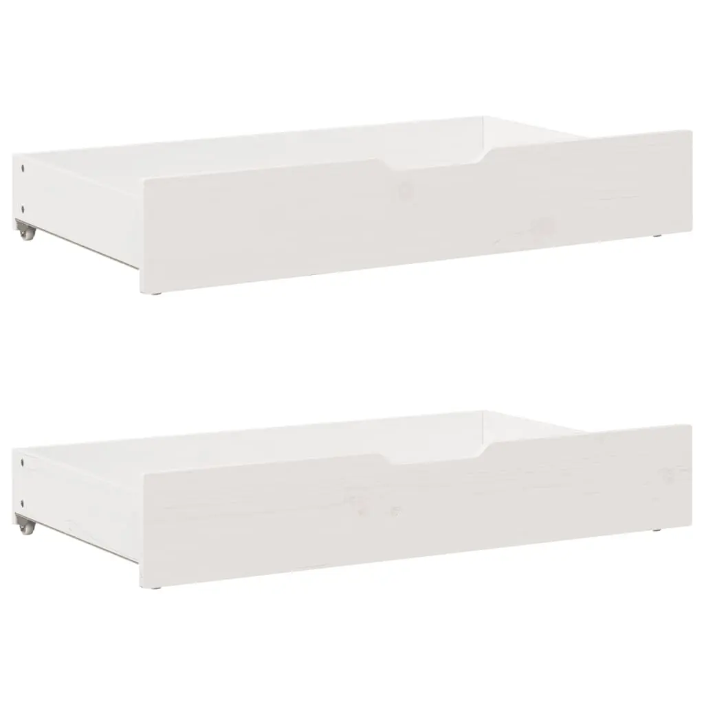 Cassettoni da Letto 2 pz Bianchi 90x55x16cm Legno Massello Pino