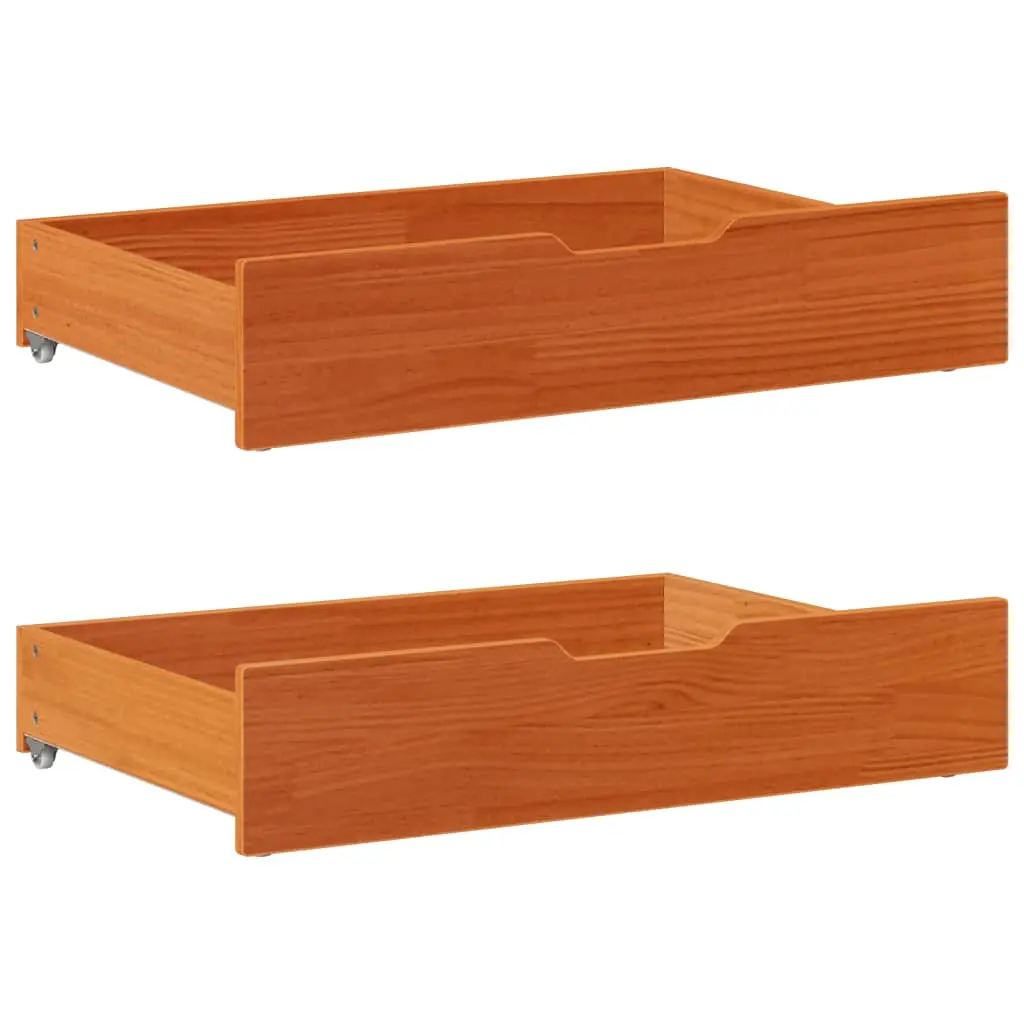 Cassettoni per Letto 2pz Marrone Cera 80x55x16 cm Legno di Pino