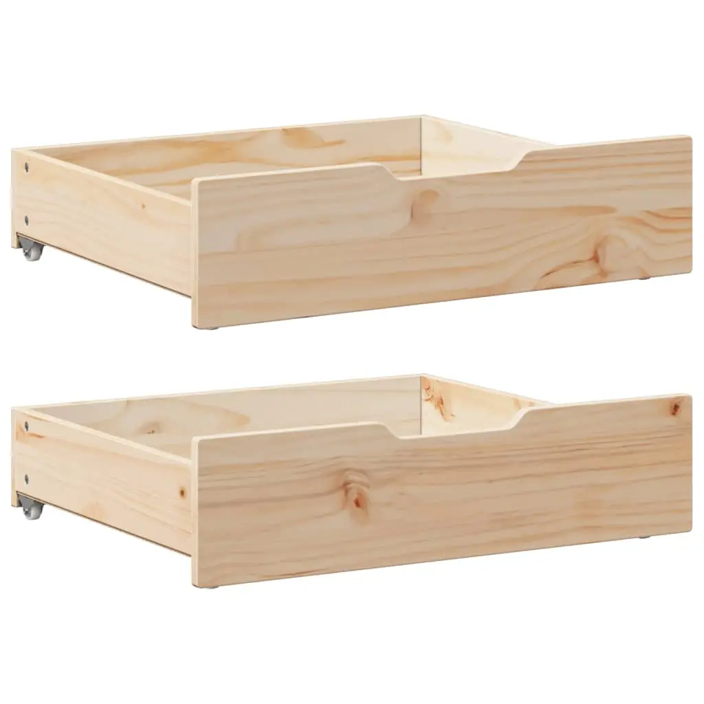 Cassettoni da Letto con Ruote 2 pz 65x55x16 cm in Legno di Pino