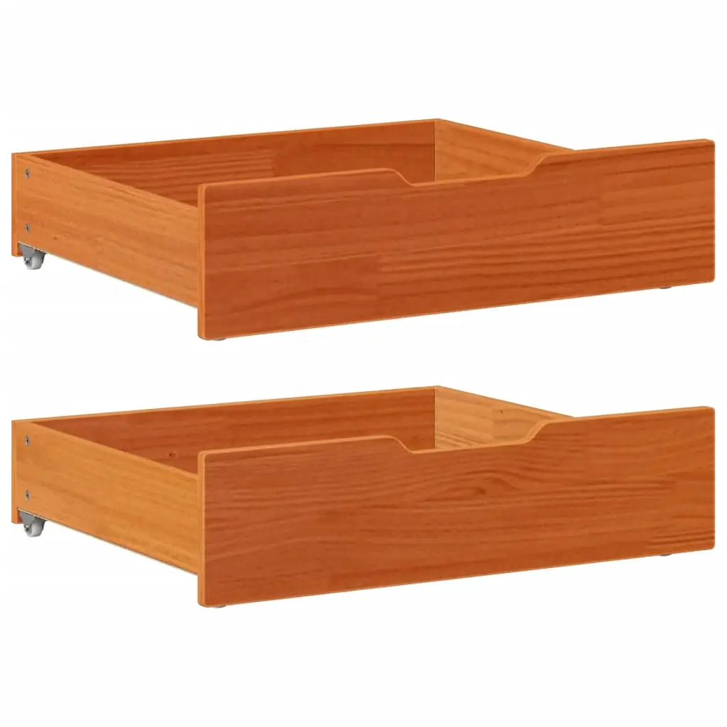 Cassettoni per Letto 2pz Marrone Cera 65x55x16 cm Legno di Pino