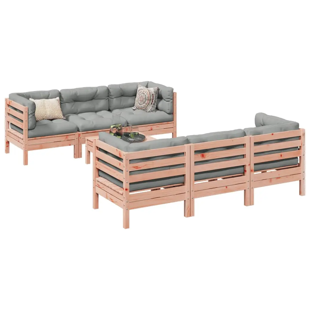 Set Divani Giardino 7 pz Cuscini Legno Massello Abete Douglas