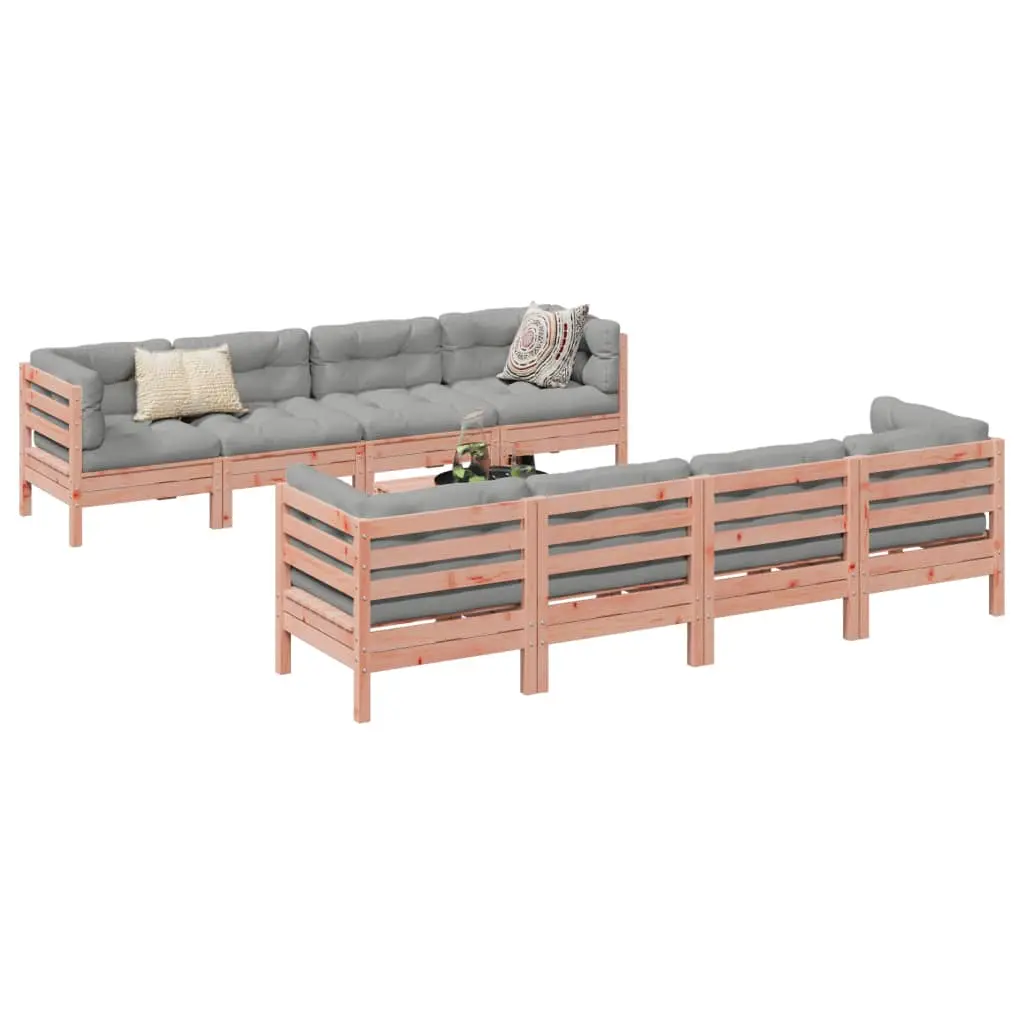 Set Divani Giardino 9 pz Cuscini Legno Massello Abete Douglas