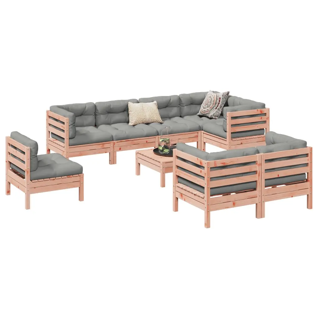 Set Divani Giardino 9 pz Cuscini Legno Massello Abete Douglas