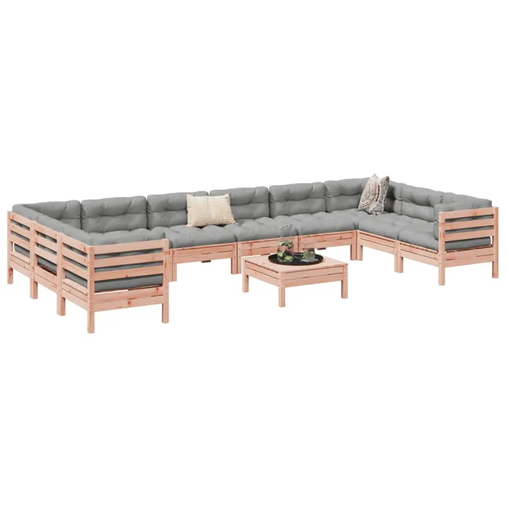 Set Divani Giardino 11 pz Cuscini Legno Massello Abete Douglas