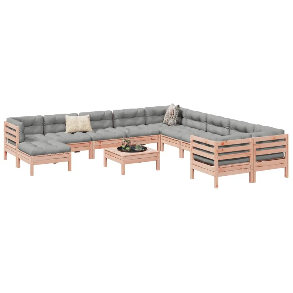 Set Divani Giardino 12 pz Cuscini Legno Massello Abete Douglas