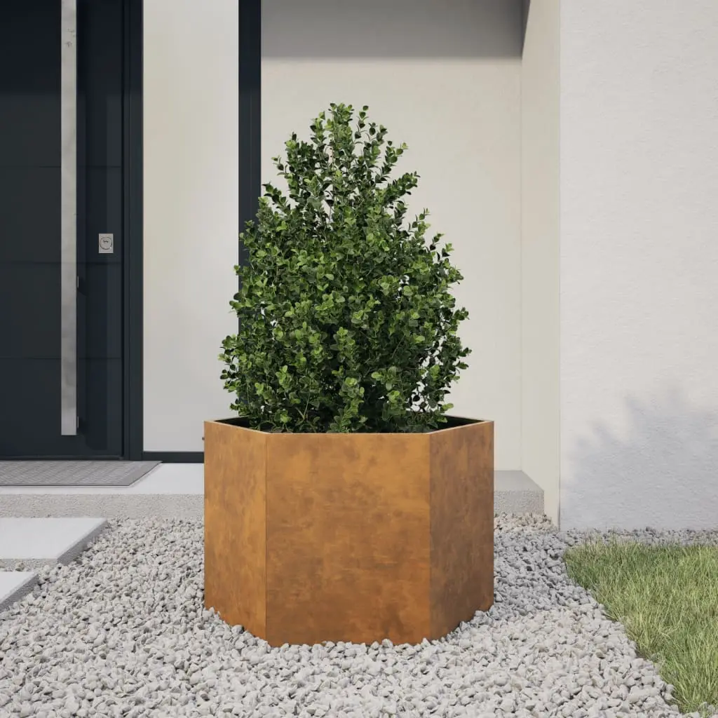 Fioriera da Giardino Esagono 69x60x45 cm in Acciaio Corten