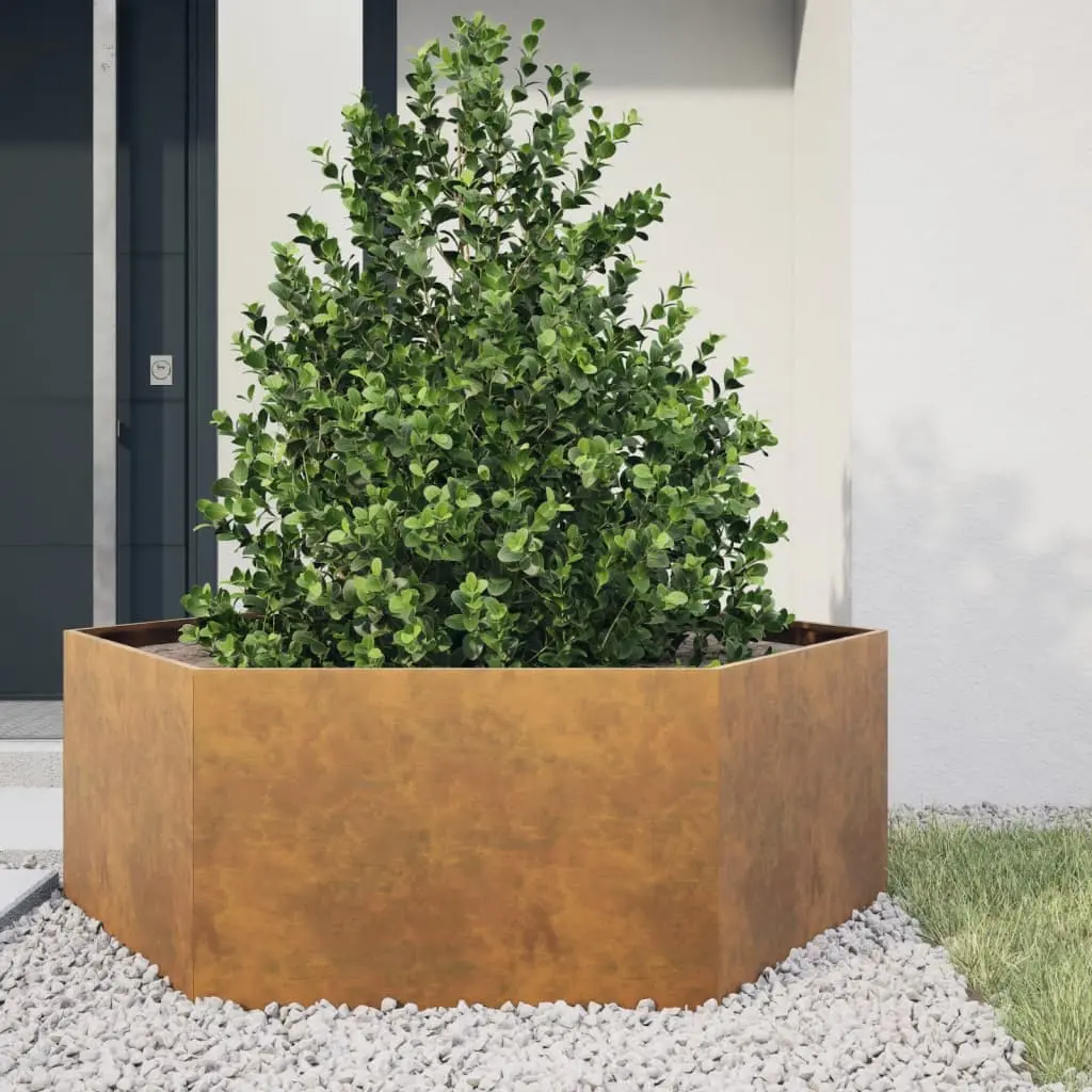 Fioriera da Giardino Esagono 138x120x45 cm in Acciaio Corten