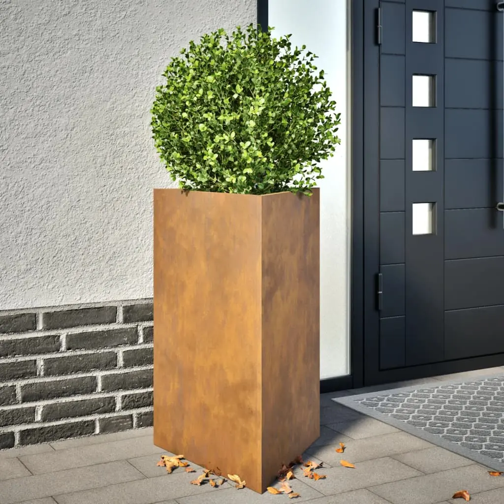 Fioriera da Giardino Triangolare 50x43x75 cm in Acciaio Corten