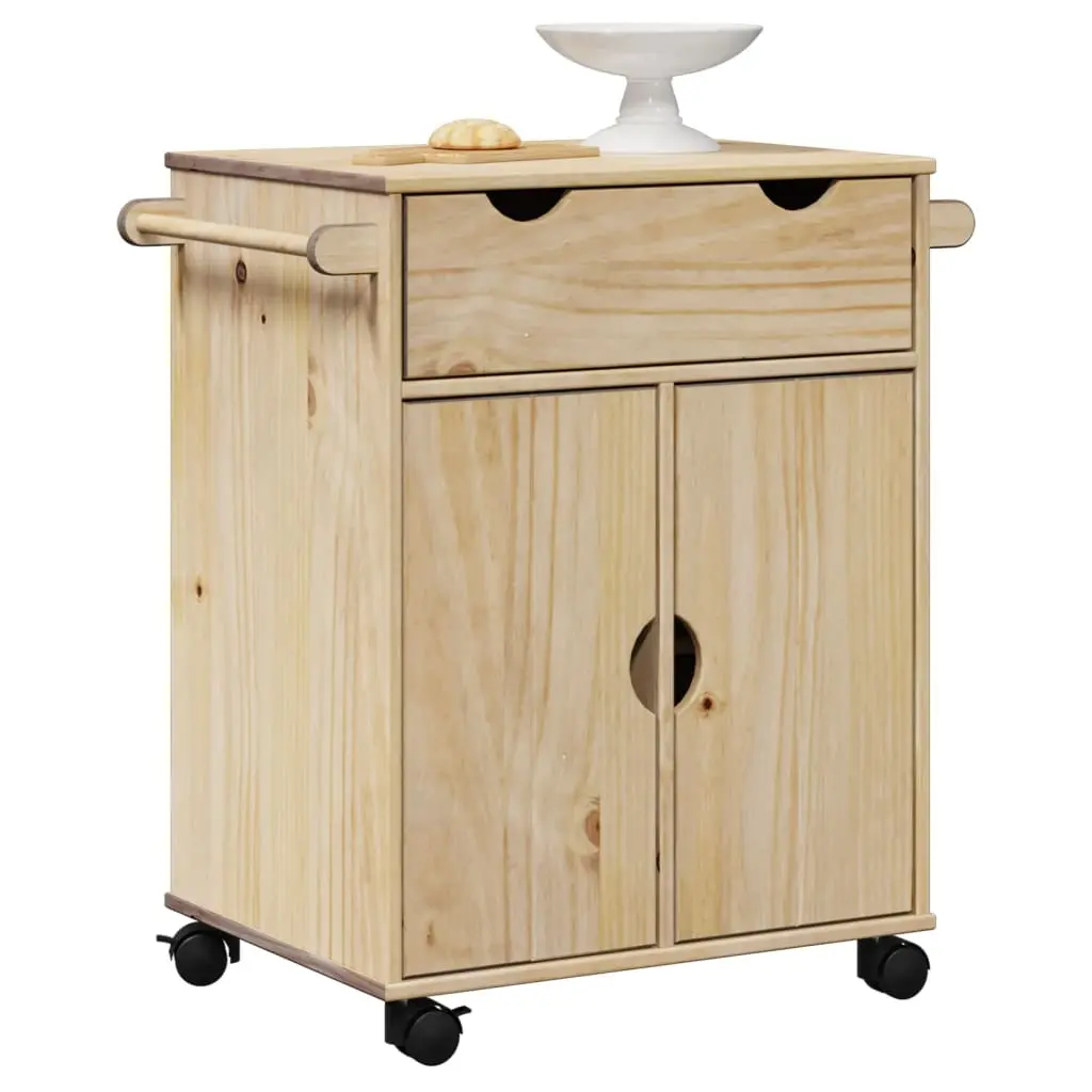 Carrello da Cucina OTTA 71x45x80 cm in Legno Massello di Pino