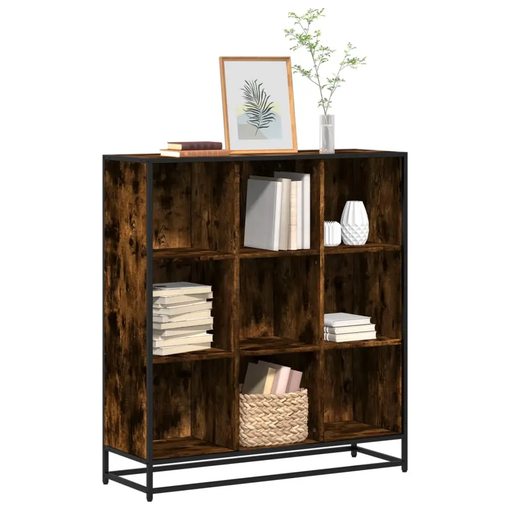 Libreria Rovere Fumo 97,5x33x107,5 cm Legno Multistrato&Metallo